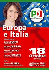 «Europa e Italia», se ne parla a Trani con il Pd oggi a San Luigi