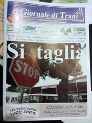 «Si taglia», prima pagina de Il Giornale di Trani dedicata al Pronto soccorso. Siamo in edicola