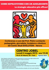 Come sopravvivere con un adolescente, incontro per famiglie quest'oggi alle 19.30 presso il Centro Jobel