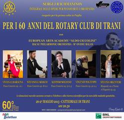 Il Rotary club di Trani compie sessant'anni: questa sera la festa, a fine maggio concerto benefico