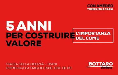 Trani 2015, oggi il comizio di Amedeo Bottaro