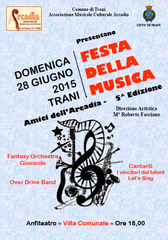 Musica e aggregazione giovanile: oggi, nella villa di Trani, ritorna la «Festa della musica»