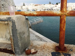 FOTO. Porto di Trani, l'alba della domenica è sempre un campo di battaglia. La rabbia del guardiano che vuole fare anche lo spazzino