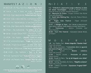 Ed il programma di settembre degli appuntamenti a Trani è in una brochure: l'hanno curata tre associazioni