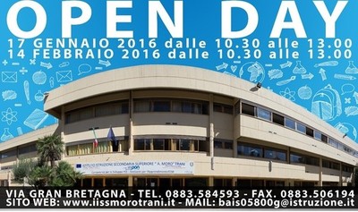 Oggi open day dell'istituto Aldo Moro di Trani
