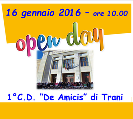Oggi open day della scuola elementare De Amicis di Trani