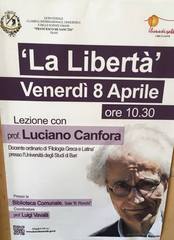 Luciano Canfora incontra il Liceo De Sanctis: appuntamento domattina in biblioteca