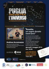 Oggi, a Trani, conferenza di Andrea Accomazzo: «Rosetta, un sogno durato trent'anni»