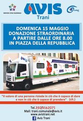 «Chi dona a maggio, vince un viaggio» con Avis Trani. Ed oggi, donazione straordinaria
