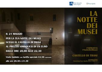Oggi, per la «Notte dei musei», apertura straordinaria del castello di Trani