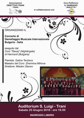 Musica internazionale a Trani: oggi, coro bulgaro a San Luigi