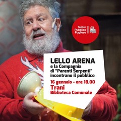 Lunedì prossimo nella biblioteca di Trani incontro con Lello Arena