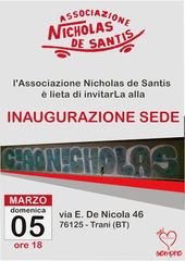 Trani, l'associazione Nicholas de Santis adesso ha una sede: oggi l'inaugurazione