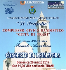 Oggi, “Gran concerto di primavera” nella villa di Trani