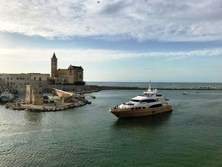 È l'estate delle «taglie forti»: un altro colosso del mare, di quasi 40 metri, alla darsena di Trani