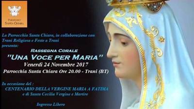 “Una voce per Maria”: oggi, nella chiesa di santa Chiara di Trani, la terza edizione della rassegna di cori