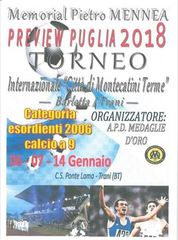 Fasi finali Torneo Prewiev Puglia presso il Centro Sportivo Ponte Lama di Trani domenica prossima