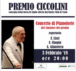 Oggi, a palazzo Beltrani, concerto e premiazione del vincitore del premio Ciccolini
