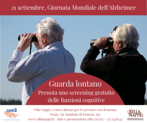 Settembre, mese mondiale dell’Alzheimer. A Trani, screening gratuiti fino a sabato