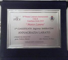 Anna Larato, di Trani, vince il premio internazionale “Marco Lanera”, sezione narrativa