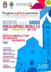 “Puglia capitale sociale”, finanziamenti per le no profit: incontro ogg a Trani