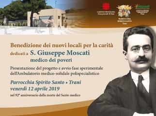Trani, oggi la benedizione dell’ambulatorio medico solidale “san Giuseppe Moscati”. Sarà attivo tra un mese