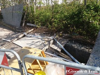 Trani, in via Falcone transenne e rifiuti al posto delle plance