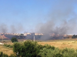 A fuoco la scarpata ai piedi della 16bis fra Trani nord e Sant'Angelo: tanto fumo sulla strada, ma nessuna conseguenza