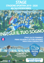 Sogni di giocare a calcio? Oggi lo stage dell'Apulia Trani per prima squadra e settore giovanile