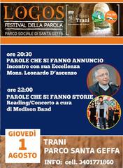 Logos Festival, le parole si fanno annuncio di fede. Oggi a Santa Geffa incontro con mons. D'Ascenzo e poi concerto dei Medison