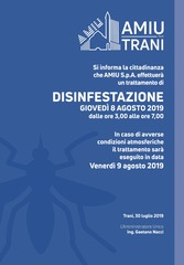 Stanotte nuovo trattamento di disinfestazione da parte di Amiu