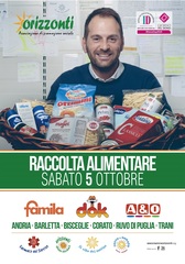 Giornata del dono, oggi a Trani la raccolta alimentare a cura dell'associazione Orizzonti
