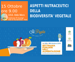Settimana pugliese dell'alimentazione, oggi un incontro all'I.I.S.S. Aldo Moro