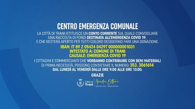 Coronavirus, istituito il conto corrente comunale per la raccolta fondi