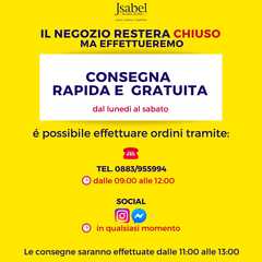 PUBBLIREDAZIONALE. A Trani Jsabel resta chiuso, ma attiva le consegne a domicilio. Ecco come ordinare