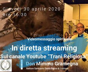 Solennità del Santissimo Crocifisso di Colonna , oggi in diretta su Trani religiosa il messaggio di don Mimmo Gramegna