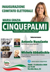 Candidatura Cinquepalmi, oggi a Trani Nunziante e Abbaticchio
