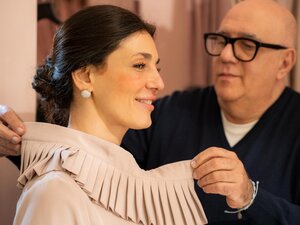 Sanremo, un’eleganza che dirige: Alberto Corallo veste Nicole Brancale